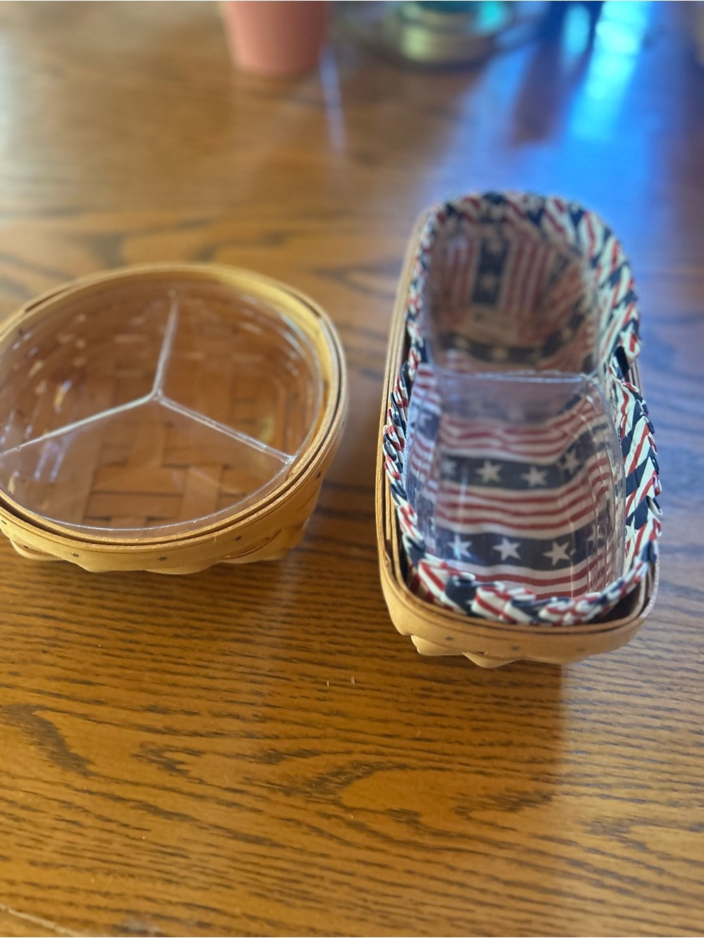 Vtg Longaberger Basket Lot | Bread Basket, Round Basket, Patriotic Liner Set